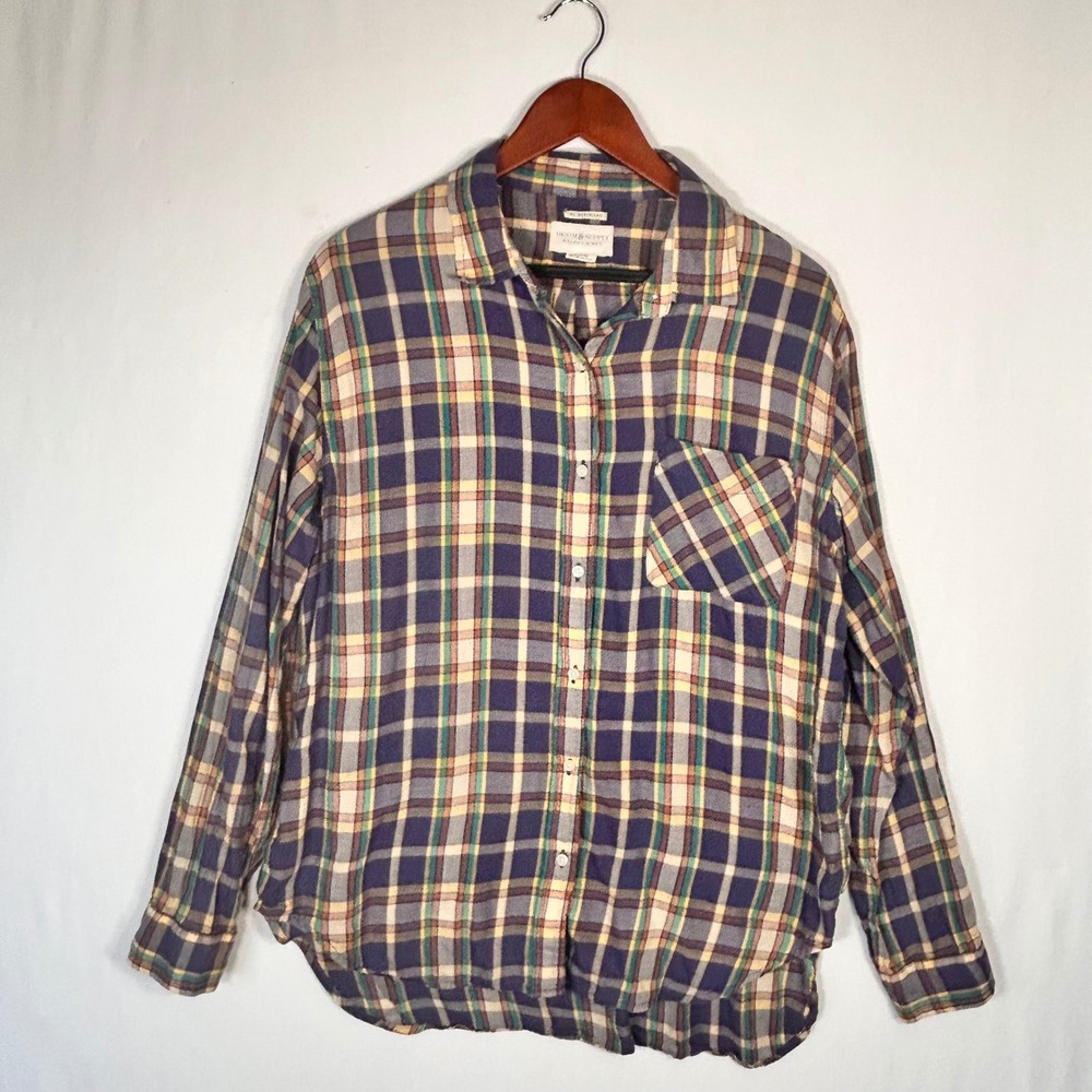 Denim & Supply Ralph Lauren Plaid Flannel Shirt XL Boyfriend Fit 90s grunge